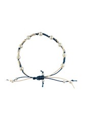 Woven Vajra Knot Bracelet Faux Pearl Waterproof Cord Adjustable Blue White Gift