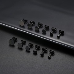 FIBO STEEL Black Stud Earrings for Men Women Stainless Steel Mens Earrings Hy…