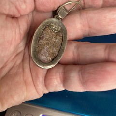 Vintage GARDEN LODOLITE QUARTZ CRYSTAL STERLING SILVER PENDANT Necklace