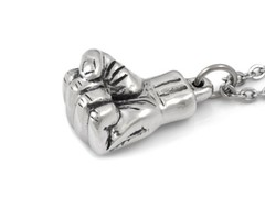 Human Fist Pendant Necklace in Metal, Handmade Clenched Hand Jewelry Pewter