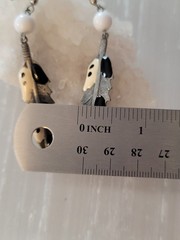 Artisan Dangle Metal Feather Earrings Embellished with Enamel