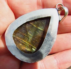 Labradorite Gemstone Pendant in Silver Setting Crystal