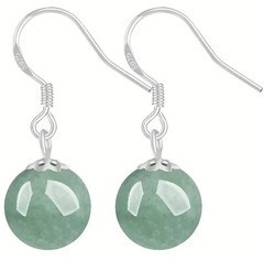 NEW Natural Green Jade Bead Earrings S925 Silver Only ONE Pair