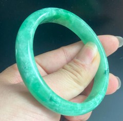 Certified 59-60mm Natural Grade A Green Burma Jade jadeite Bangle