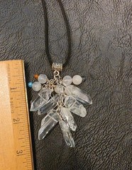 Handcrafted Quartz Crystal Point Charm Pendant Necklace, Beaded, Black Cord, 12…