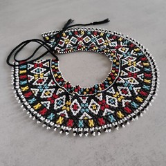 Traditional ethnic ukrainian wide seed bead necklace collar SYLYANKA Ukraine