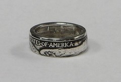 Coin ring «Handmade» from WALKING LIBERTY Silver Half Dollar in sizes 9-14