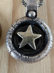 VTG Handmade 999 Sterling Silver Wax Seal Star Pendant With 925 Chain 10g