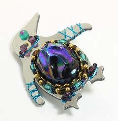 Liztech 2000 Handmade Beaded Glass Rhinestone Penguin Figural Brooch Pin