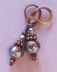 copper leaf GEMSTONE DROPS Lever back handcrafted CHOOSE