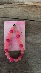 Handmade Beaded Glass Acrylic Bracelet Barbie Core Pink Vibrant Adjustable Gift