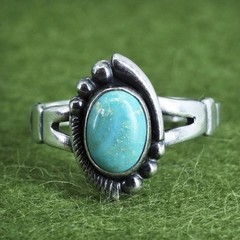 Size 6.5, Native American bell post sterling silver ring, 925 band turquoise