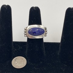 Artisan Lapis Lazuli Sterling Silver Women Size 8 Chunky Statement Ring