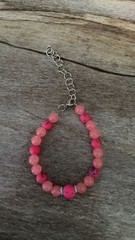 Handmade Beaded Glass Acrylic Bracelet Barbie Core Pink Vibrant Adjustable Gift