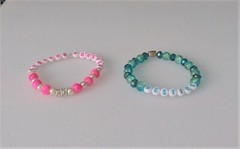 Two Minimalist Beaded Bracelets-Glory Nurse and Besties -Stretchy-Handmade and U