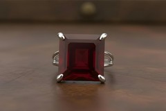 Garnet Ring Anemone Jewelry Square Cut Deep Red 14k Rose Gold Filled