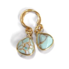 New: Handmade Turquoise Briolette Earrings 14K Gold Filled by Mood Therapy