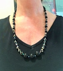 Black Onyx Necklace Rainbow Hematite 29″ Strength Grounding Balance Magnet Clasp