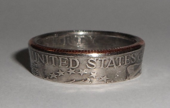United States Bicentennial QUARTER 1976 handmade coin ring or pendant size 4-10