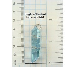 1.6″/43mm Aqua Aura Quartz sterling silver wire wrapped Pendant #325