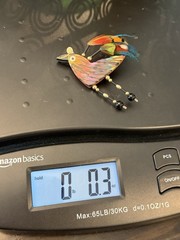 SEAN BROWN Retired Ceramic Signed Colorful Bird Brooch Pin Feathers Wearable Art