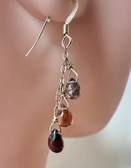 Faceted Gemstone Briolette Gold Filled Dangle Earrings Garnet Topaz Quartz