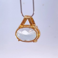 Oval Syn-Green Quartz 14K Yellow Gold 4.92g Checkerboard-Cut Pendant (EL1125403)