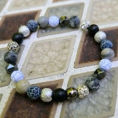 Beaded Stretch Bracelet Multicolor Gemstone Round Bohemian Women