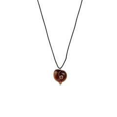 Pendant Necklace Artisan Copper Wire Wrap Wood Black Cord Boho Rustic Jewelry