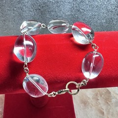 Women Bracelet Clear Glass Bead Gold Tone Wire Connection 7.0 By NCB Jewelry