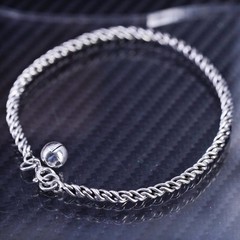 7.75” sterling silver 925 bold twisted wheat chain bracelet with bell charm