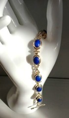 Lapis Lazuli Link Bracelet ~ Marked 925 ~ Mexico (?) ~ 7.25″ x 24mm ~ Wt. 2.65g