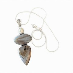 Handcrafted banded agate and freshwater pearl silver plated