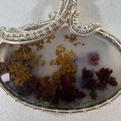 Sterling Silver 925 Hand Wrapped Moss Agate Pendant Necklace 20″