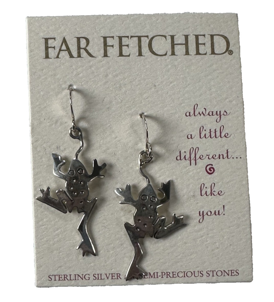 NEW Vintage FAR FETCHED Leaping Frog Earrings .925 Sterling Silver E-016 NWT