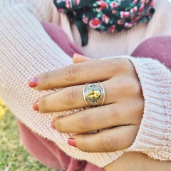 Genuine Citrine 925 Sterling Silver Oval Shaped Ring Boho Gemstone Ring From USA