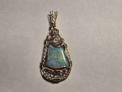 Wire-Wrapped Natural Opal Pendant in Gold-Tone Setting JB