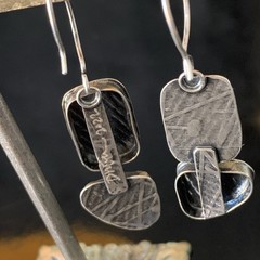 UNIQUE MODERN SIGNED by ARTIST STERLING SILVER RUTILATED QUARTZ EARRINGS 2022