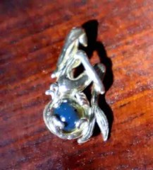 Natural Clear Volcanic Blue Amber .925 Sterling Silver Mermaid Nixe Pendant