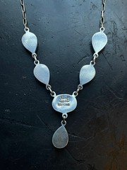 Pink Conch Lariat Necklace | Teardrop Station Drop | 925 Silver E577