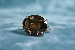 Smoky Quartz Ring Anemone Jewelry 14k Gold Vermeil Oval Cut Statement