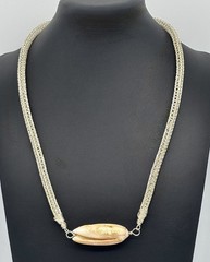 Artisan-Made Viking Knit Necklace .999 Fine and .925 Sterling Silver Olive Shell