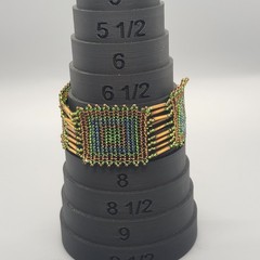 Handmade Seed Bead Wide Green Southwest Bracelet