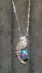 Sterling Silver Black Opal Pave Parrot Necklace