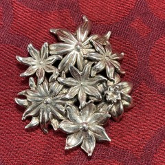 VTG 3″ Sterling Silver 925 Puffy Hibiscus Flower Statement PENDANT BROOCH Israel