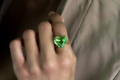 Green Tourmaline Ring Heart Cut 14k Gold Handmade Statement Cocktail Gift