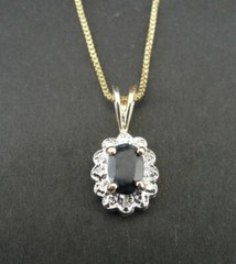 Necklace Blue Sapphire Gold Vermeil over Sterling Silver 925 Petite Pendant