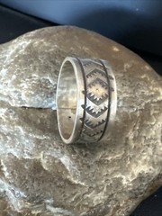 Old Pawn Men Women Wedding Band Navajo Stamped Sterling Silver Ring Sz 12 20054