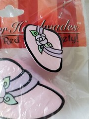 Pink Hat Society Earrings & Pin Set Vintage 2003 Red Hatter Handmades RPP3