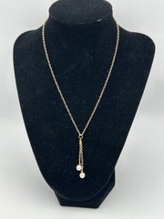 Adj 17.5-19.5” Lt Pink Glass Pearl Tassel Pendant/Necklace